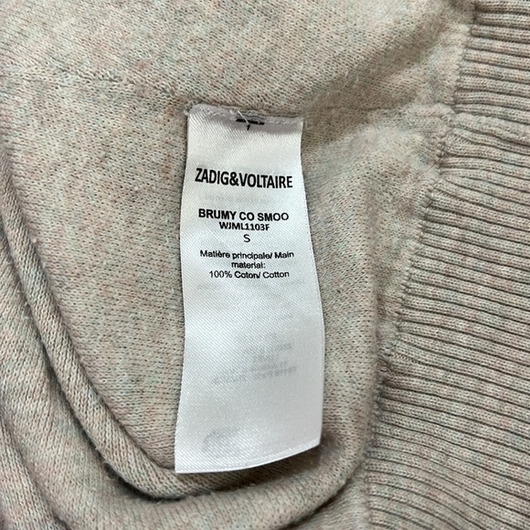 Zadig & Voltaire Sz Small Brumy Knit Cotton V Neck Sweater Oatmeal - Picture 7 of 10